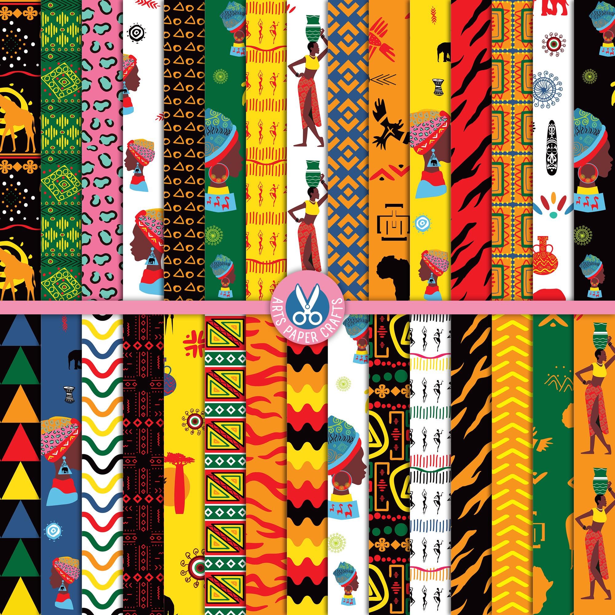 Africa 30 Digital Papers Set - African Kente Background - Kwanzaa ...