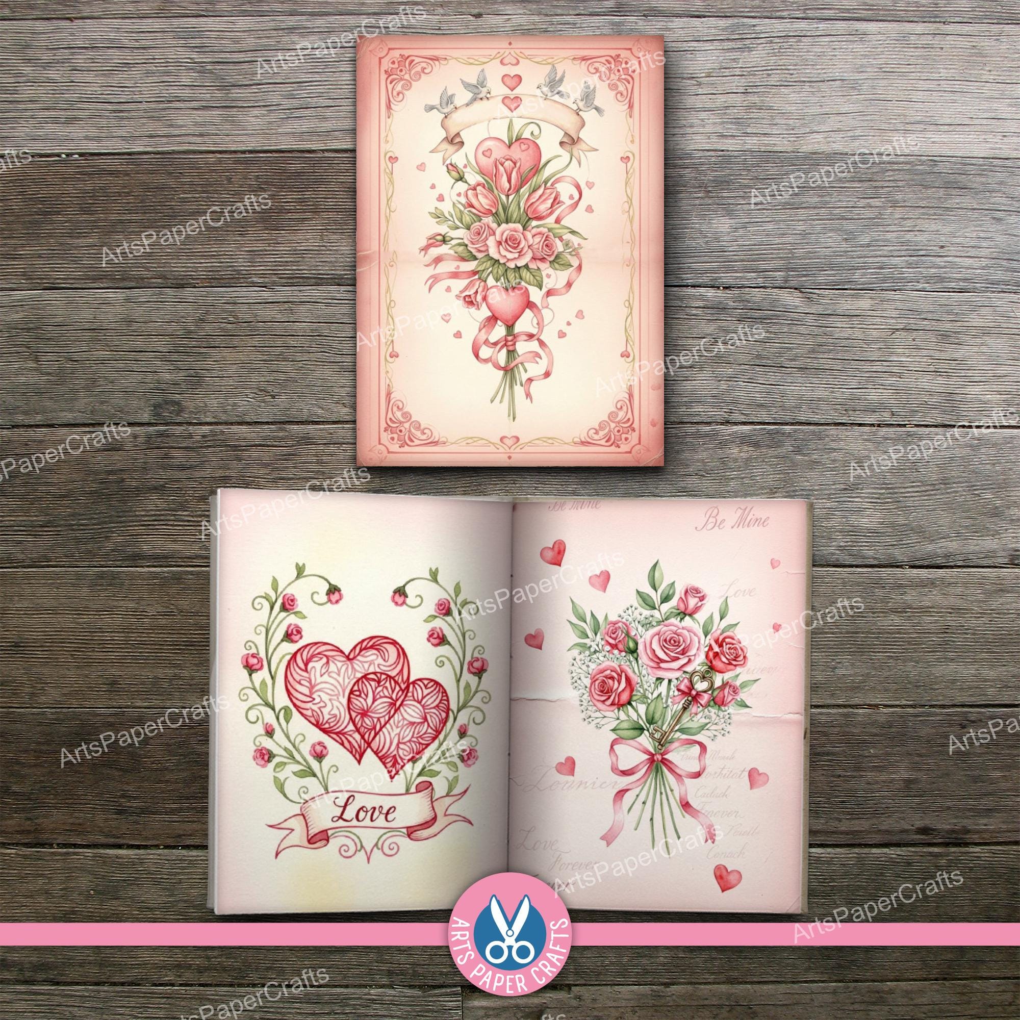 Valentine, Mini Books, Printable, Book, Miniature, Junk Journal ...
