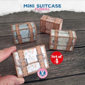 Mini Koffer Bücherbox, Buch, Ornament, shabby, Miniatur, Boxen, Junk Journal, Printable, Craft Kit, digitaler Download, Geschenk, Blumen