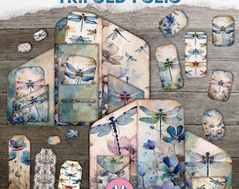 Dragonfly, Junk Journal, Folio, Insert, Digital Download, Vintage, Scrapbook, Paper, Ephemera, Dragonflies, Tags, Journal Topper, Printable
