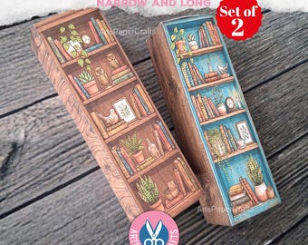 Bookshelf, Box, Bookcase, Junk Journal Kit, Vintage, Miniature, Secret Cabinet, Printable Craft Kit, Digital Download, Mini Book Box, Gift