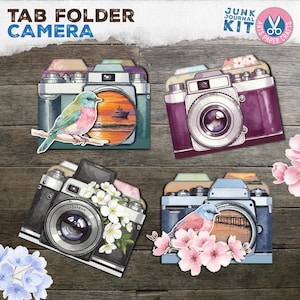 Porta-cartões, pasta com abas, kit de diário de bolso para câmera Shabby, vintage, presente, instantâneo, cortes finos de pássaros, foto, download digital, viagem