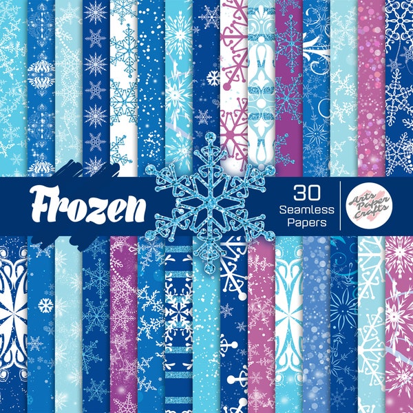 Frozen Digital Papers Set - Princess Background - Winter Seamless Pattern - Instant Download - Christmas Frozen Scrapbook Paper