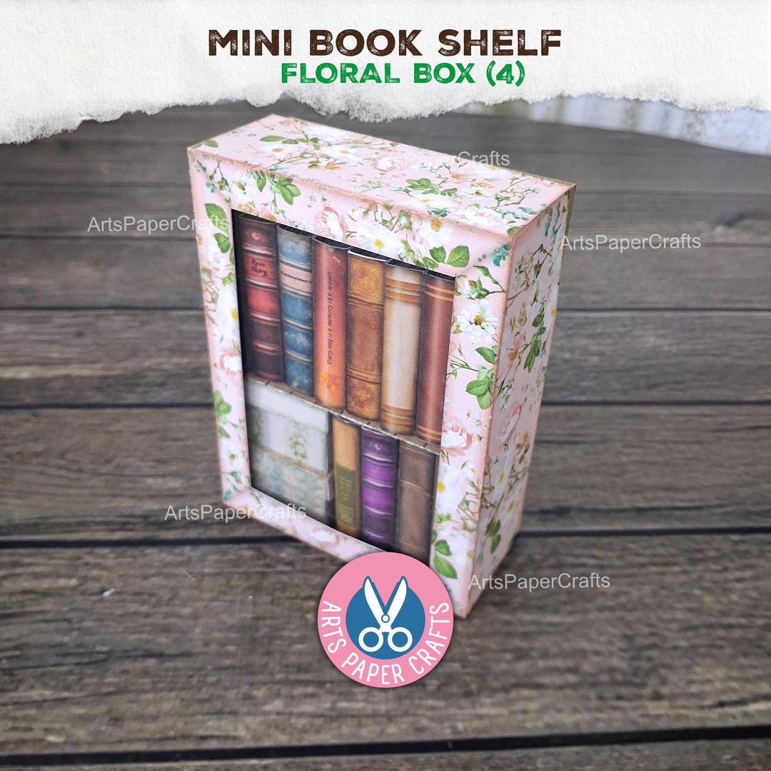 Bookshelf, Boxes, Bookcase, Junk Journal Kit, Roses, Miniature, Floral ...