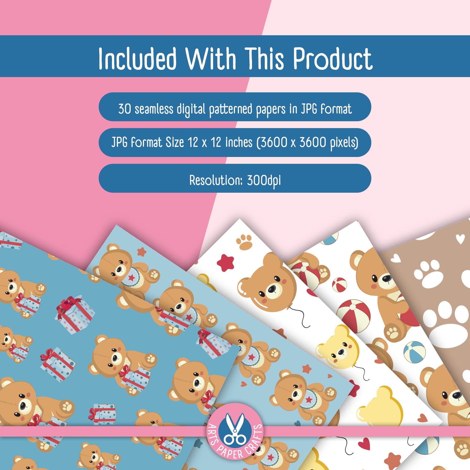 Teddy Bear Digital Paper - Teddy Bear Background - Nursery Seamless ...