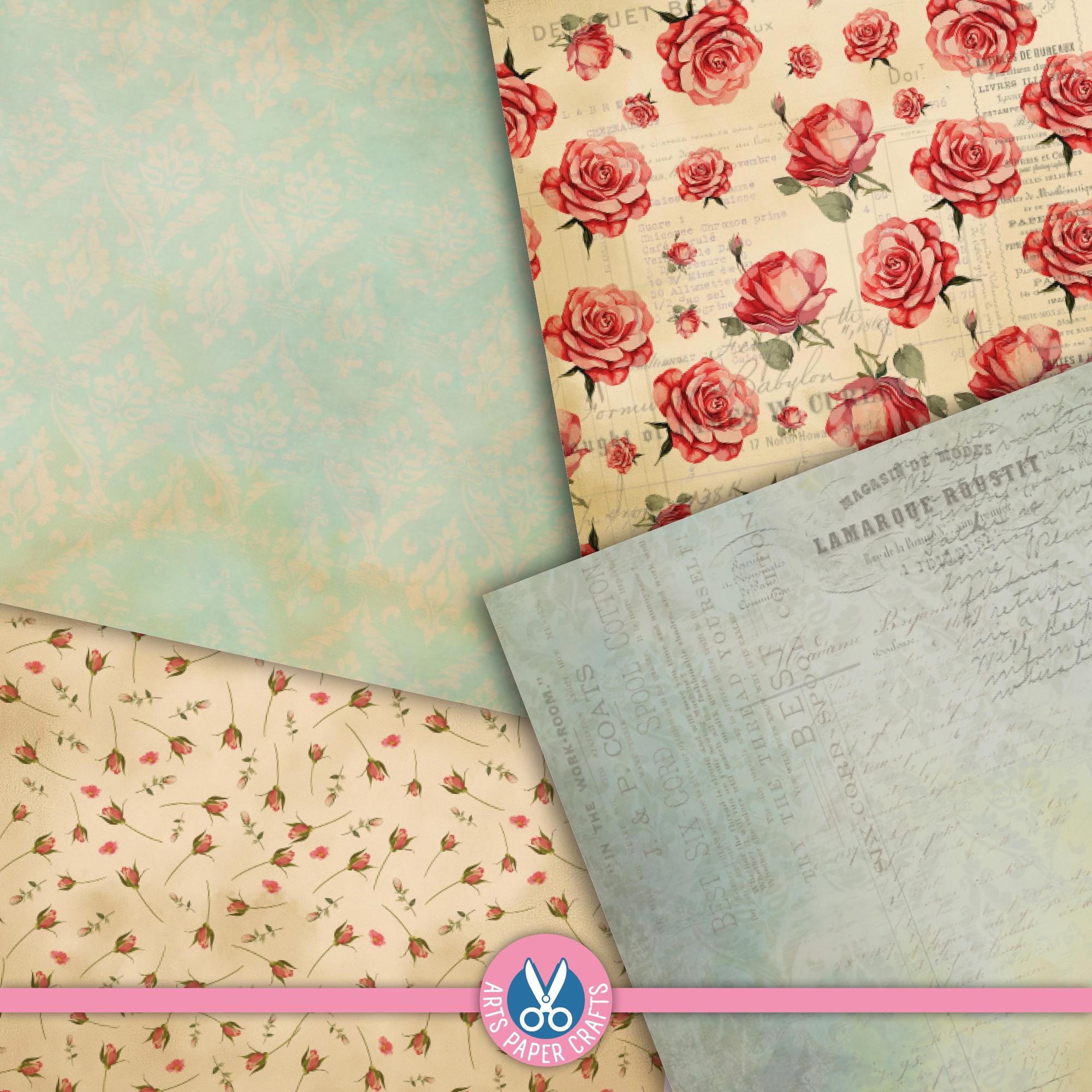 Floral Digital Papers - Shabby Botanist Papers - Junk Journal Kits ...