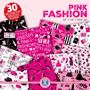 Pink Fashion naadloos digitaal papier - Pink Fashion achtergrond - Pink Fashion Scrapbook Papers - Pink Fashion Papers - Instant Download