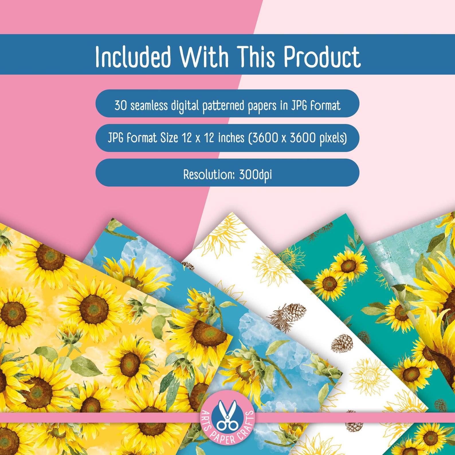 Sunflower Seamless Digital Paper - Sunflower Pattern Background ...