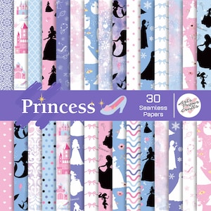 Princess Seamless Digital Paper - Princess Pattern Background - Princess Scrapbooking - Princess Party Paper - Instant Download