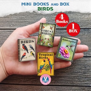 Mini Books, Box, Miniature Birds Book, Birds Illustration, Shabby, Storage, Junk Journal, Printable, Gift, Digital Download, Hummingbirds