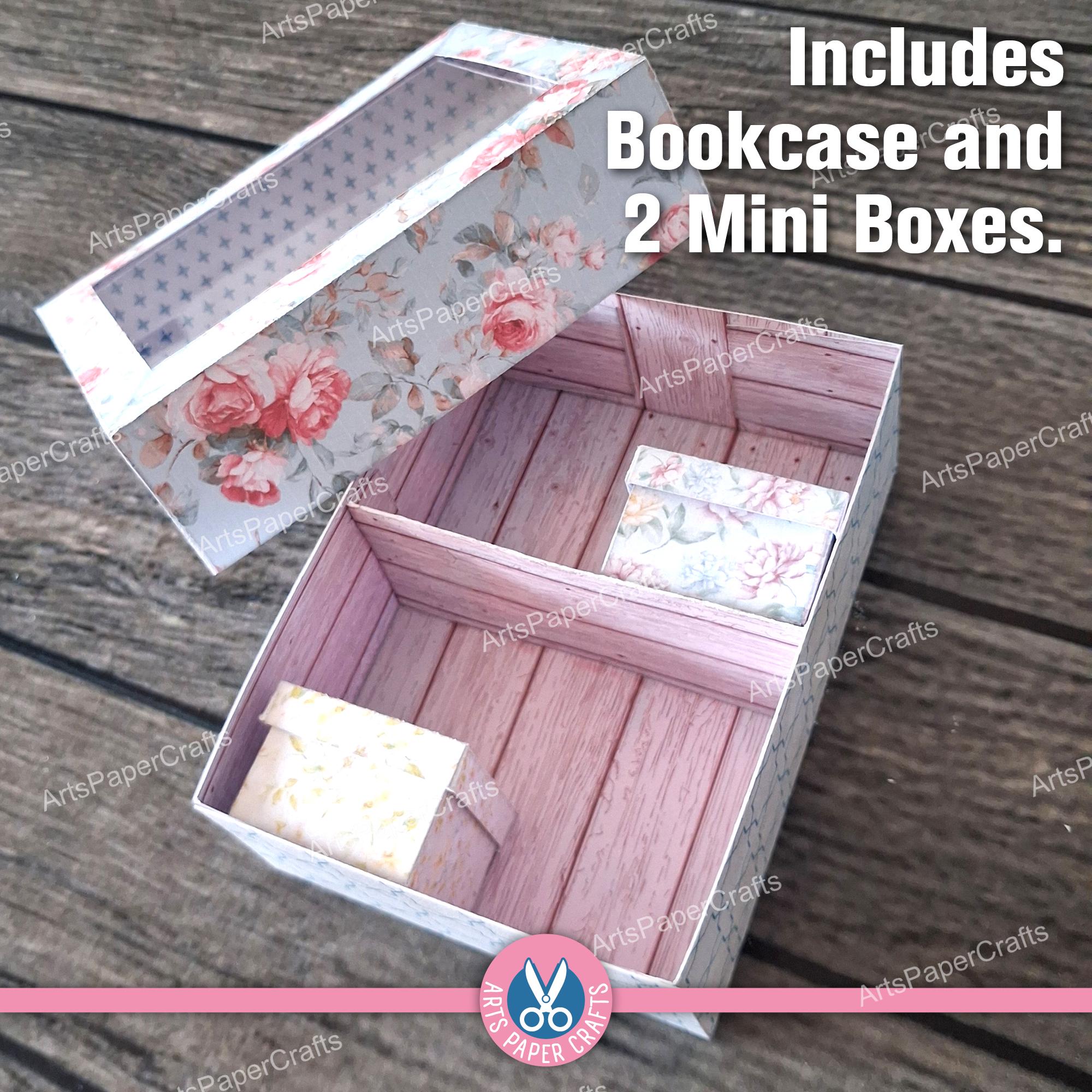 Bookshelf, Boxes, Bookcase, Junk Journal Kit, Roses, Miniature, Floral ...