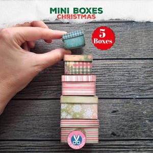 Christmas Mini Books Box, Book, Ornament, Shabby, Miniature, Boxes, Junk Journal, Printable, Craft Kit, Digital Download, Gift, With Lid