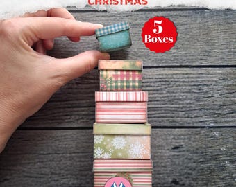 Christmas Mini Books Box, Book, Ornament, Shabby, Miniature, Boxes, Junk Journal, Printable, Craft Kit, Digital Download, Gift, With Lid