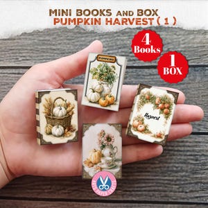 Autumn Mini Books, Pumpkin, Harvest, Junk Journal, Craft Kit, Fall, Box, Book, Miniature Book, Apple, Printable, Gift, Digital Download