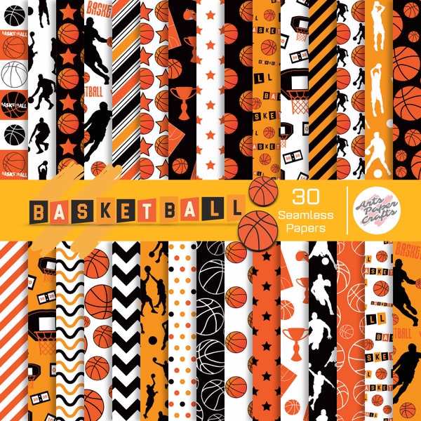 Basketball Seamless Digital Paper - Basketball Background - Basketball Scrapbook Papers - Basketball Party Papers - Instant Download