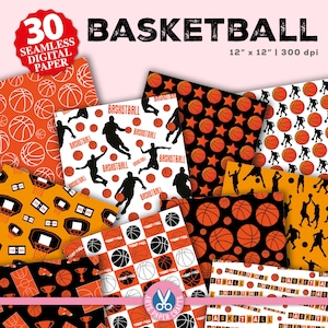 Papier numérique sans couture de basket-ball - fond de basket-ball - papiers de scrapbooking de basket-ball - papiers de partie de basket-ball - téléchargement immédiat