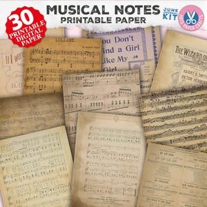 Vintage Musik Seiten Bundle - Noten Alte Musik Blätter - Gothic Style Shabby Chic Junk Journal Seiten - Digitaldruck Journaling Papiere