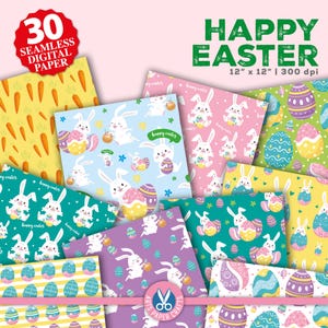 Frohe Ostern Nahtloses Digital Papier - Ei Häschen Hintergrund - Ostereier Scrapbook Papiere - Osterhase Party Papiere - Sofort Download