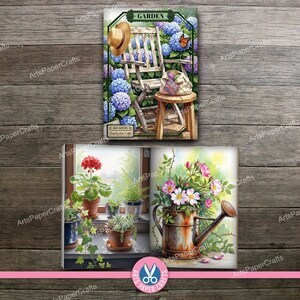 Secret Garden, Mini Books, Printable Book, Miniature, Junk Journal, Flowers, Digital Download, Ornament, Gift, Floral, Book Box, Craft Kit image 8