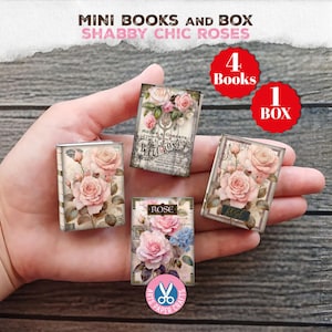 Rose Mini Bücher, Box, Buch, Miniatur, Blumen, Shabby Chic Rosen, Lagerung, Junk Journal, Printable, digitaler Download, Floral, Geschenk