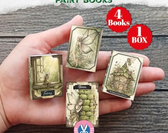 Fairy  Mini Books, Box, Book, Magic, Miniature, Junk Journal, Fairies, Kids, Gift, Woodland, Printable, Digital Download, Floral Fairy House