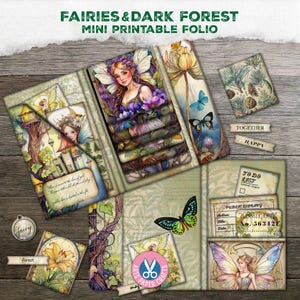 Kit de diario basura de hadas, minicarpeta imprimible de hadas del bosque oscuro, naturaleza, regalo, tarjeta de biblioteca, efímera, descarga digital, mariposa