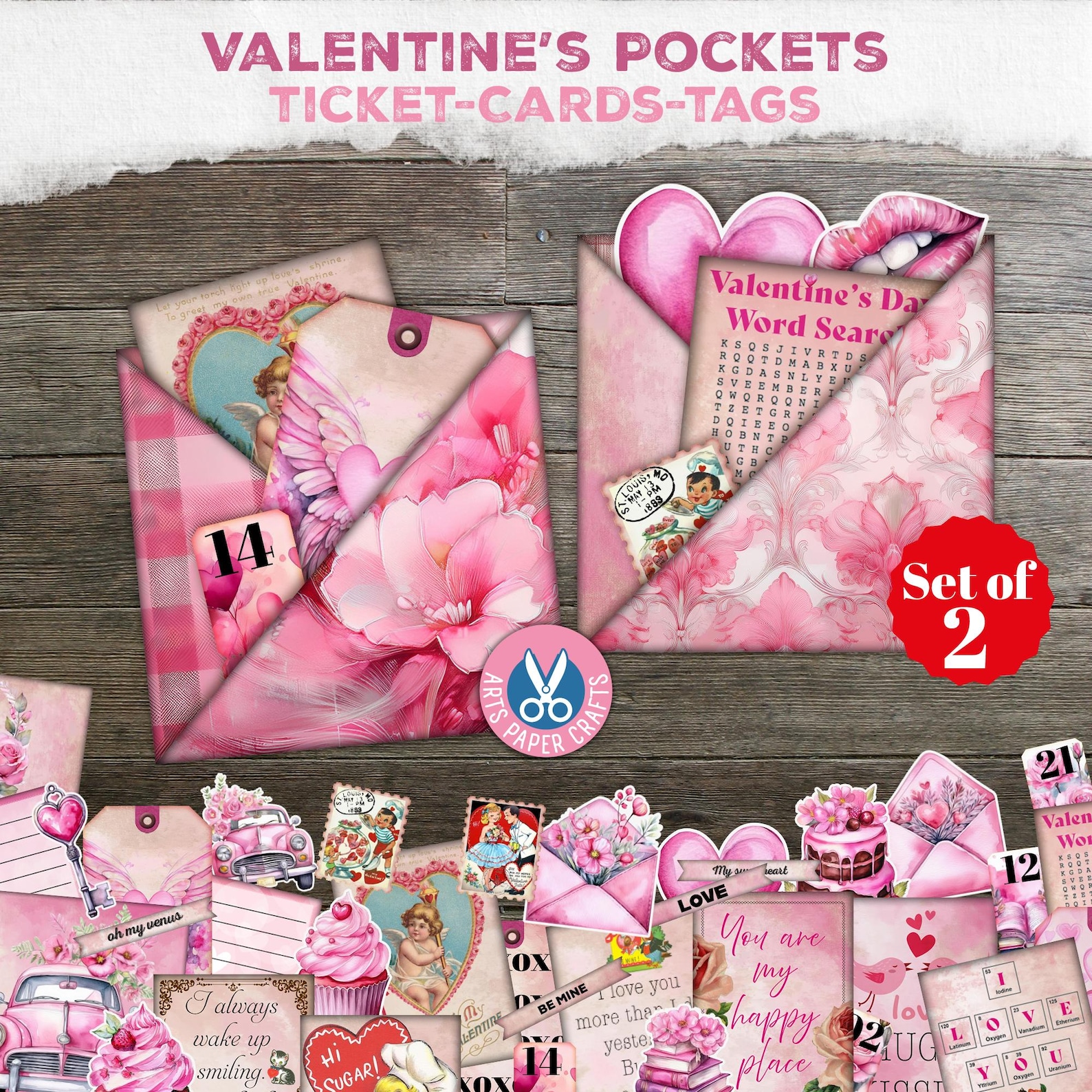 Loaded Tag Insert Valentine's Tags - Pocket Tags Loaded Tag Journal Insert - Floral ...