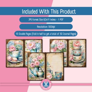 Tea Party Junk Journal Paper, Antique Journal Pages, Shabby Chic ...