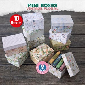 Vintage Floral Mini Box, Book, Ornament, Shabby, Miniature, Junk Journal, Boxes, Printable, Craft Kit, Digital Download, Gift, With Lid