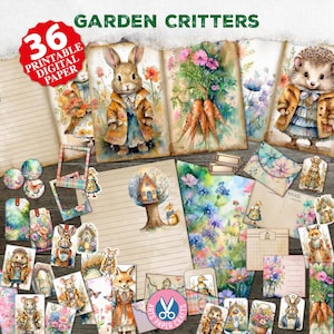 Kit de diario basura "Fiesta en el jardín", "Animales del jardín", "Bosque", "Primavera", "Recortes con detalles", "Papel rayado", "Animales", "Imprimible", "Descarga digital", "Kits complementarios"