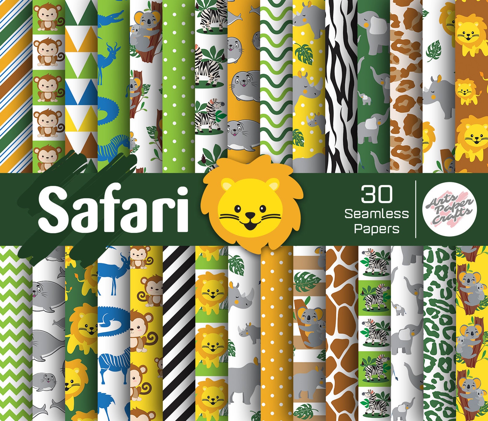 Safari Seamless Digital Paper Safari Background Safari Scrapbook Papers