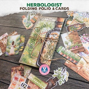 Dziennik śmieciowy, składane folio, zielarz, strony dziennika ziołowego, teczka folio botanika, zestaw do majsterkowania, botaniczny, do druku, do pobrania w wersji cyfrowej