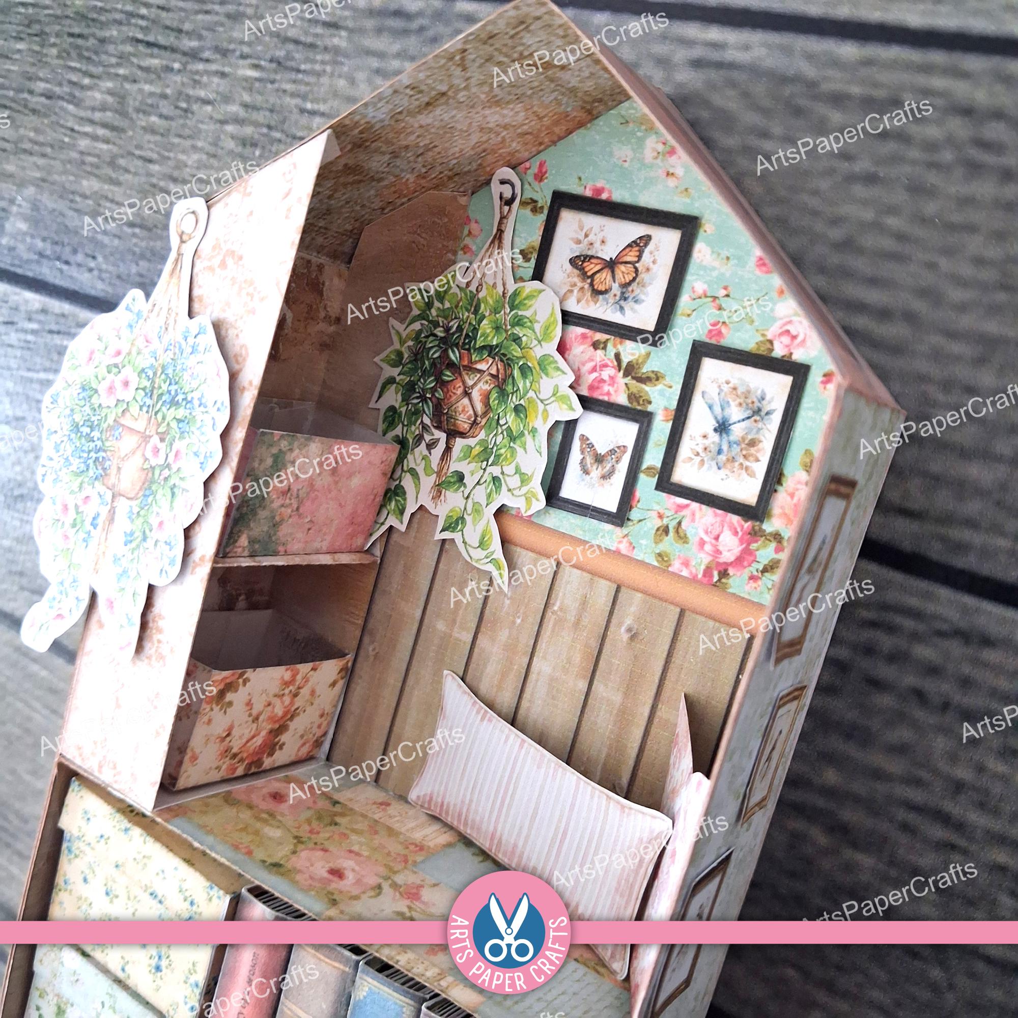 Bookshelf, Bookcase, Junk Journal Kit, Reading Corner, Roses, Miniature ...