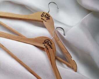 Personalised Bride and Groom Wedding Hanger with Custom Date - Rustic Wedding Keepsake