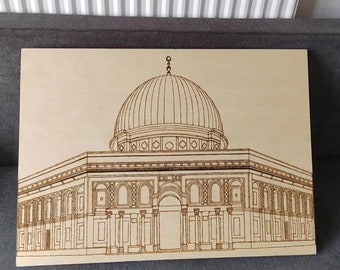 Dome of the Rock Wood burned Canvas - A1 Size