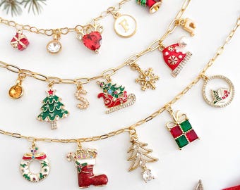 Build Your Own Custom Charm Necklace, Christmas Jewelry, Pick Your Charms, Vintage Chunky Necklace, Personalized Christmas Gift