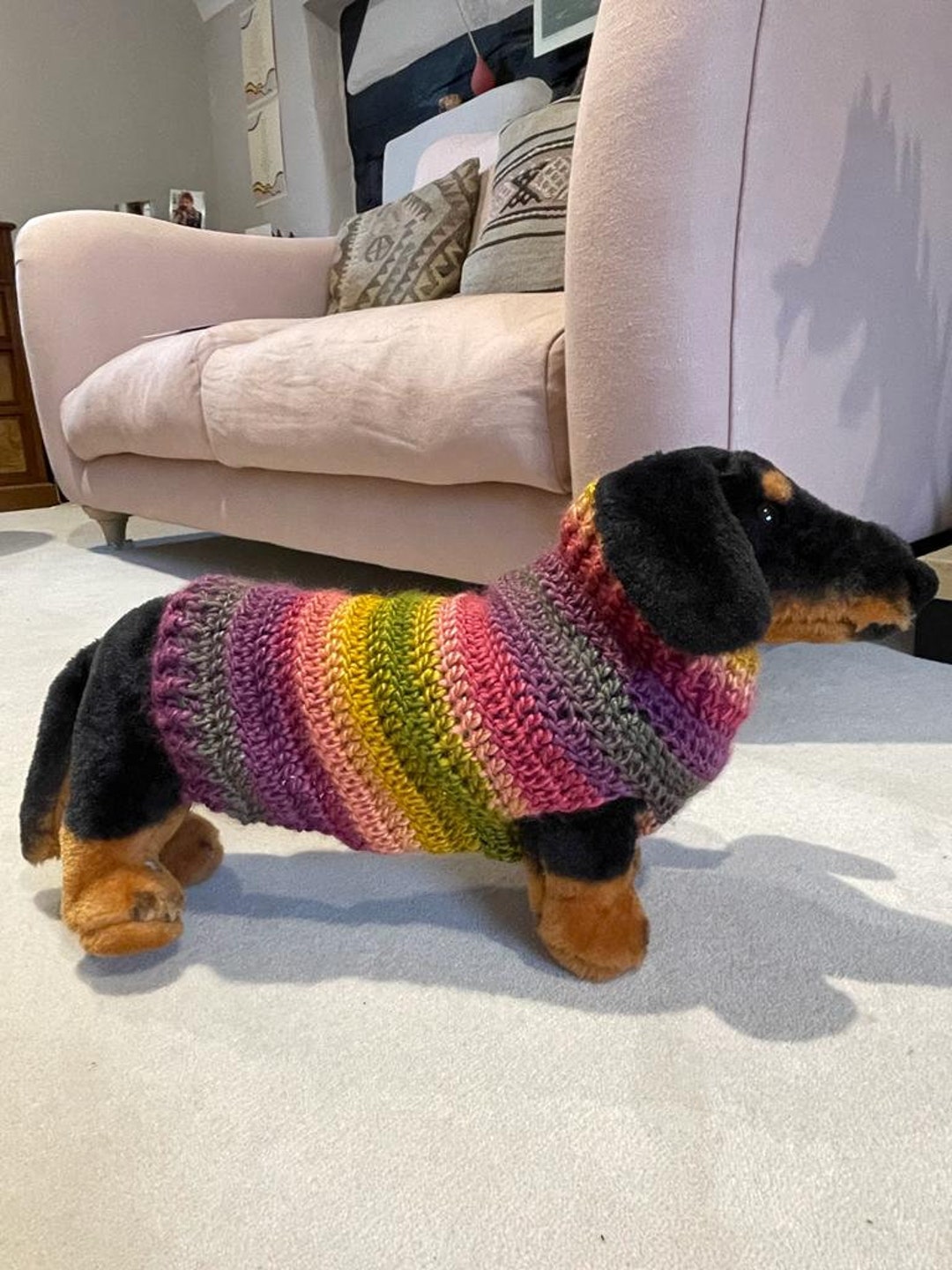 Hand Knit Crochet Dog Jumper Coat S 3942cm Chest All Etsy UK