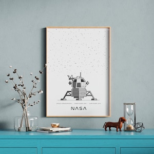 Apollo Lunar Module Wall Art, NASA Patent, Moon Landing Print, Spaceship Printable Poster, Moon Exploration Spacecraft Wall Art, Space Print