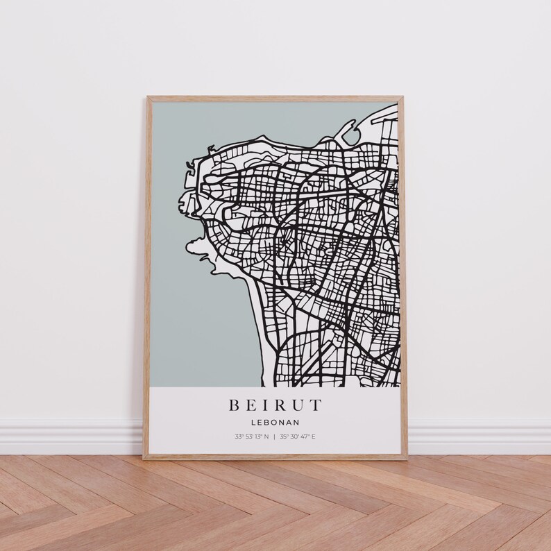 Beirut Wall Art Printable Map of Beirut Lebanon Poster Etsy