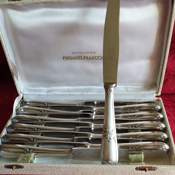 Goldsmith FRIONNET François - 12 cheese knives, dessert Louis XV style silver metal 20th century