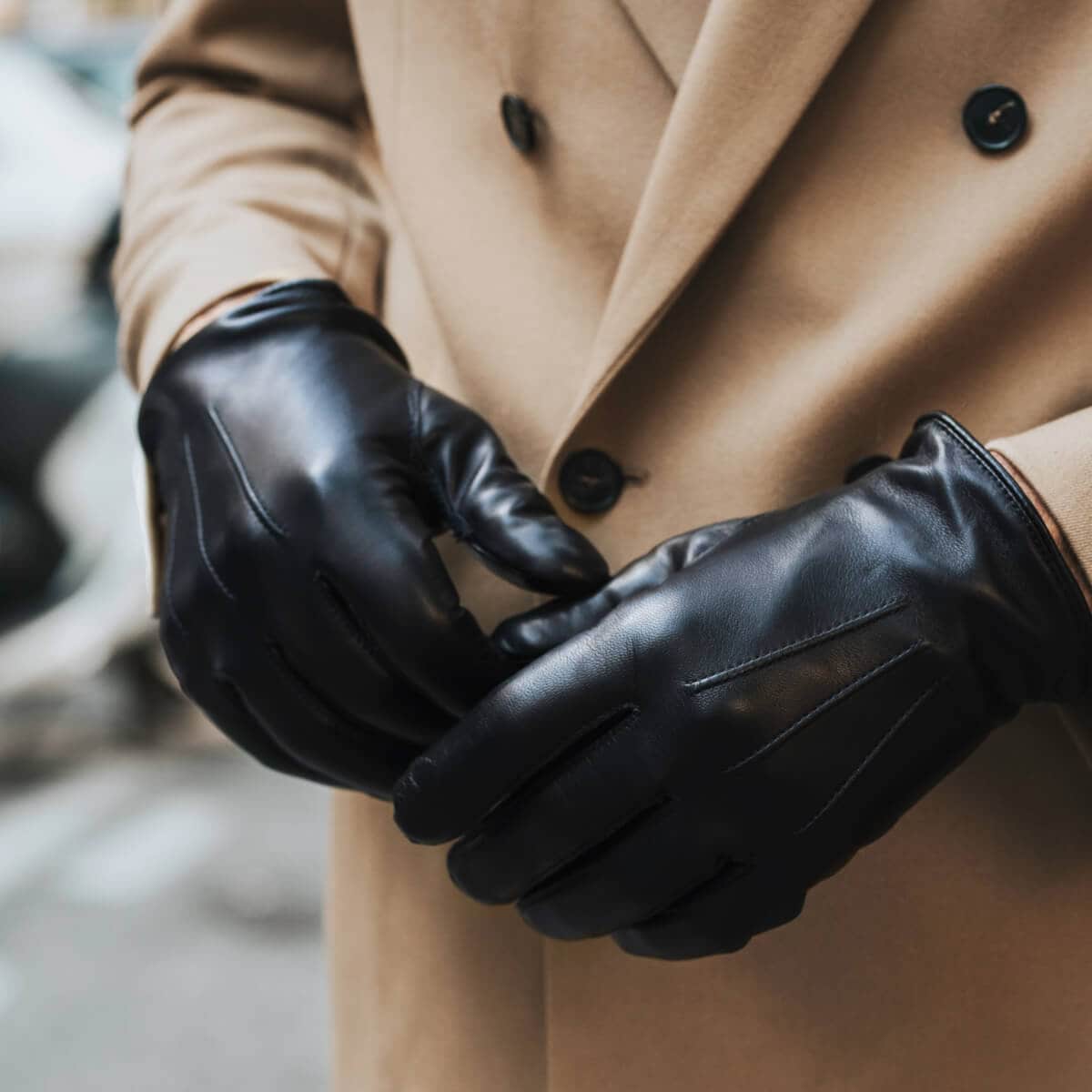 Mens Black Leather Gloves