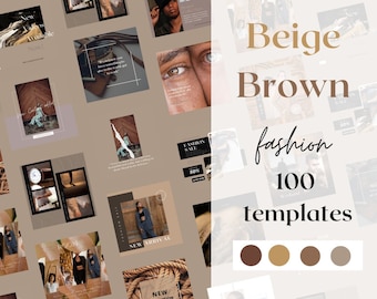 Beige Brown Fashion Instagram Templates: Social Media Canva Posts (100+)
