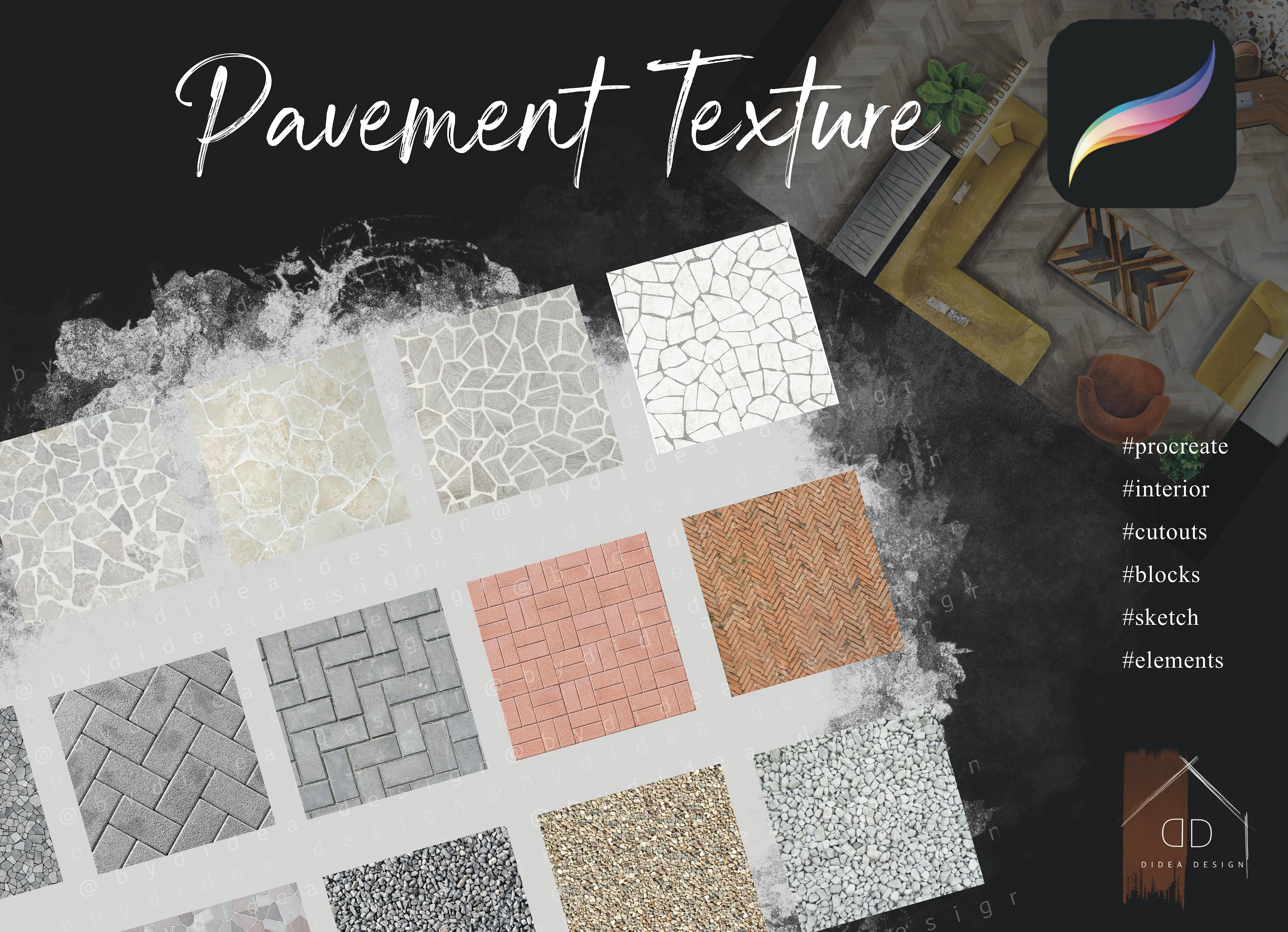 Procreate Pavement Texture Cutouts Design Interior Exterior Sketch ...