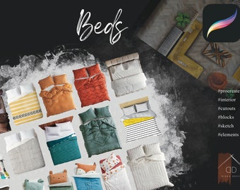Procreate Beds Cutouts Interior Design Interior Sketch Blocks