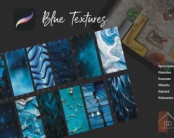 Procreate Blue Texture Wallpaper Cutouts Design Interior Exterior Sketch Blocks Elements