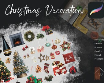 Procreate Christmas Decorations Cutouts Interior Design Interior Sketch