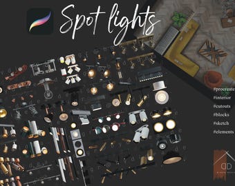 Procreate Spot lights Cutouts Design Interior Sketch Blocks Elements