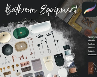 Procreate Interior Design Badezimmer Ausstattung Interior Sketch Blocks Mockup Ausschnitte