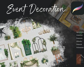 Procreate Event  Design Interior Exterior Sketch Blocks Elements Cutouts