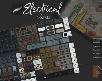 Procreate Electrical Socket Plug Cutouts  Sketch Blocks Elements